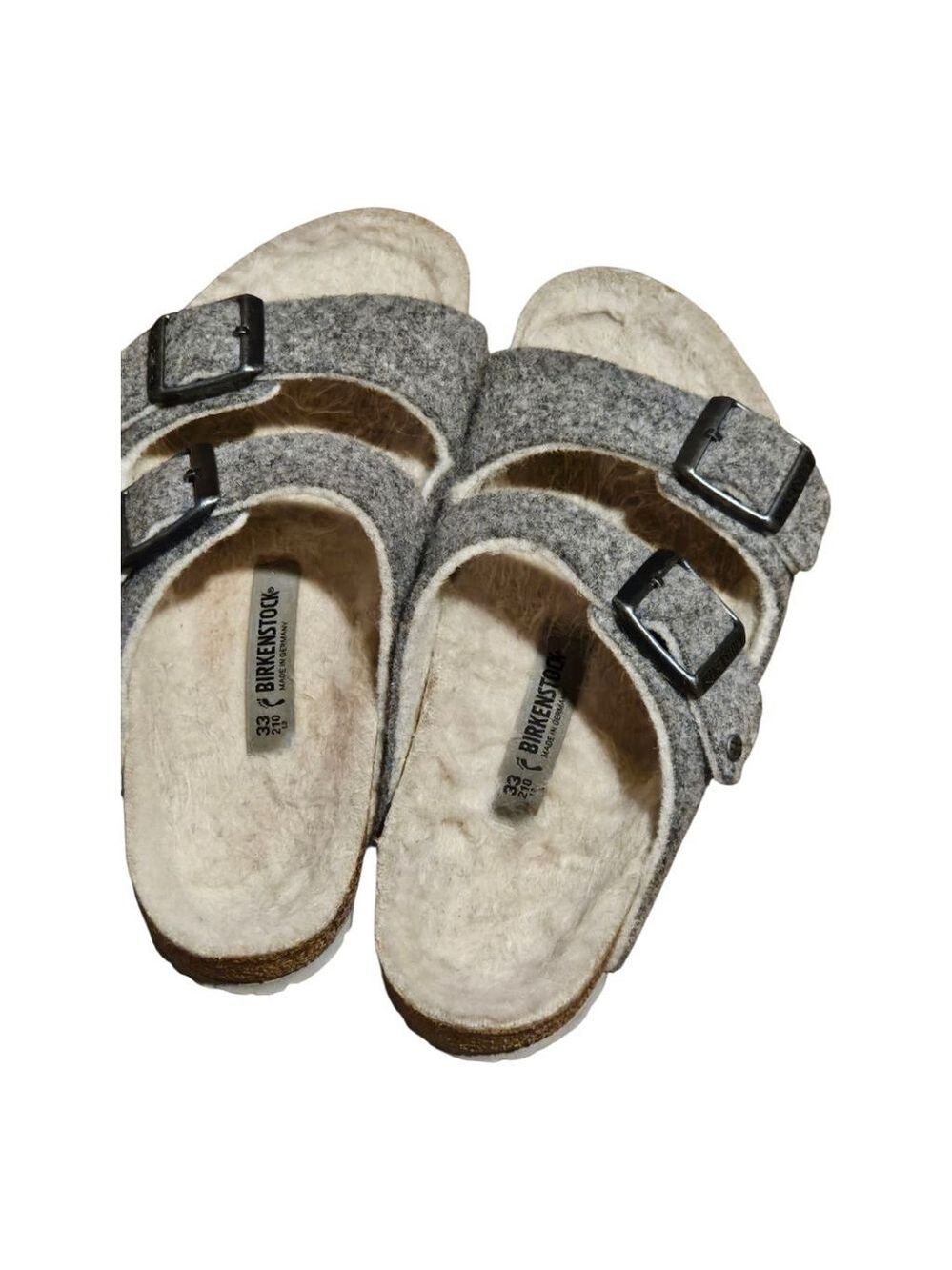 Kids' Birkenstock Grey Beige Shearling Lined Sandals US 2 (Little Girl) - Picture 11 of 15